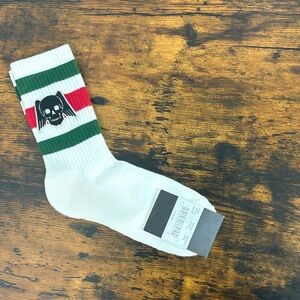 Gucci White Socks with Skull and Green Red Stripes